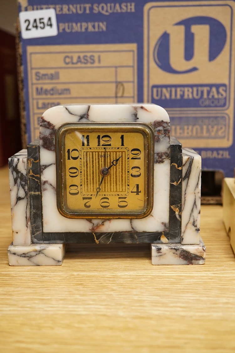 Four Art Deco timepieces, tallest 20cm